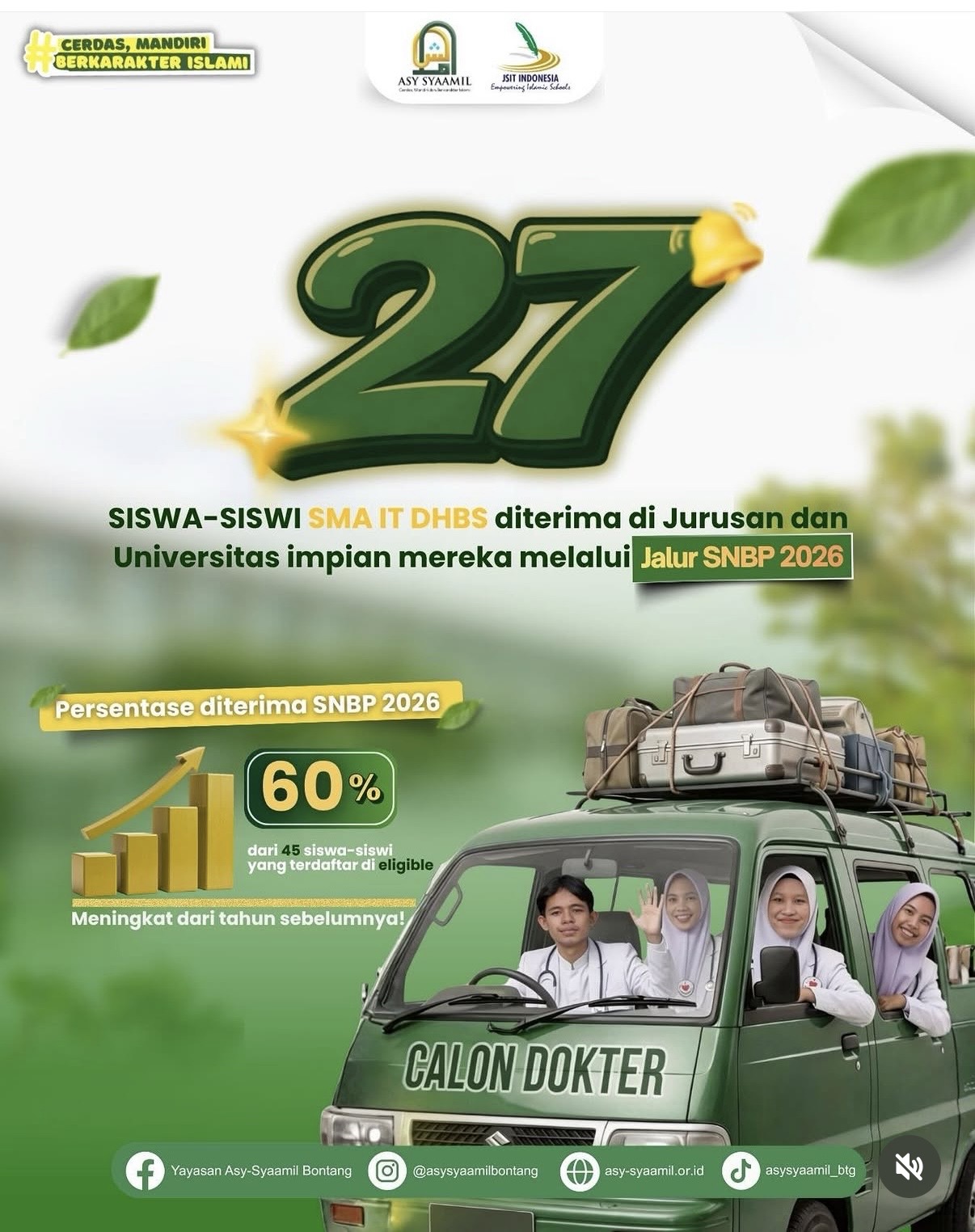 27 Siswa SMA IT DHBS Lolos SNBP 2026, 60% dari Peserta Eligible